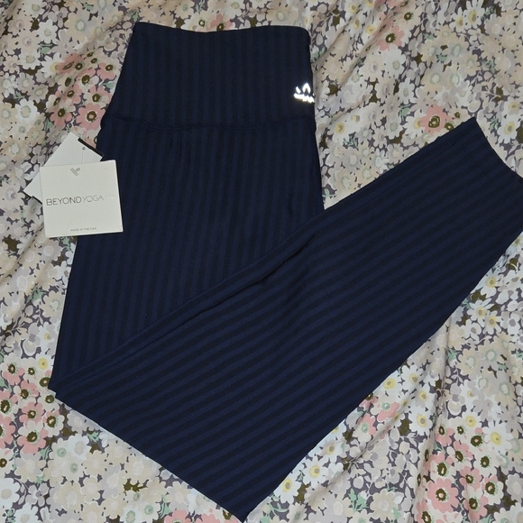 Beyond Yoga Pants - Beyond Yoga Navy Striped Leggings NWT